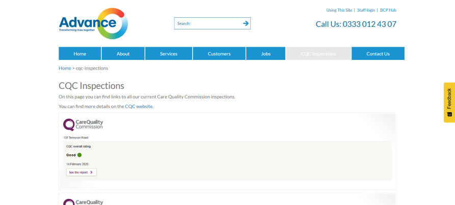 CQC inspections at Advance